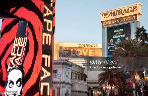 The Mirage Hotel & Casino is viewed from the Las Vegas Strip on January 9, 2022 in Las Vegas, Nevada. Conventions, gamblers, and record gaming...