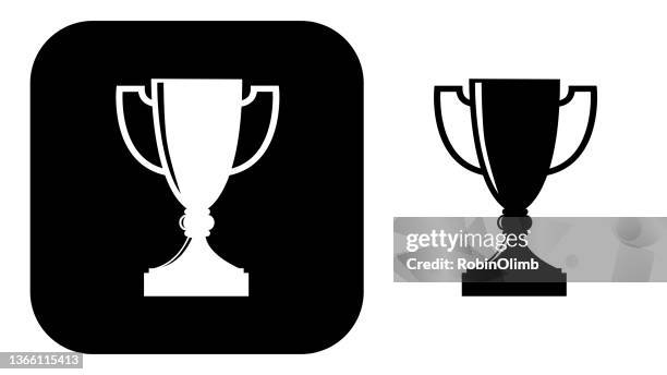 black and white trophy icons 2 - title stock illustrations