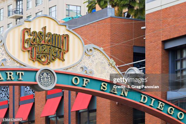 gaslamp quarter’s archway - san diego - san diego stock pictures, royalty-free photos & images