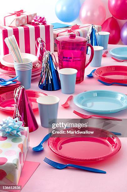 child's party - disposable silverware stock pictures, royalty-free photos & images