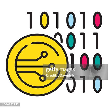 Bitcoin and Cryptocurrency binary code concepts icon investment - editable stroke Bitcoin and Cryptocurrency binary code concepts icon investment - editable stroke