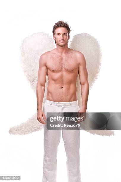 male angel - man angel wings stock pictures, royalty-free photos & images