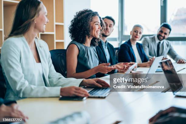 business persons on meeting in the office. - board room stock pictures, royalty-free photos & images
