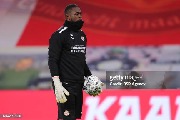 Goalkeeper Yvon Mvogo of PSV Eindhoven during the Dutch TOTO KNVB Cup match between PSV Eindhoven and SC Telstar at Philips Stadion on January 20,...