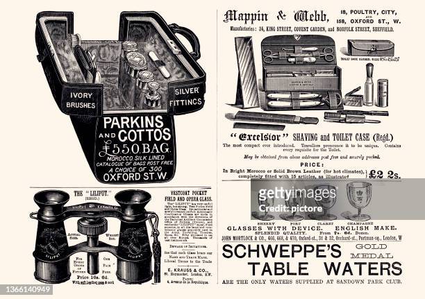 advertising 1889  (xxxl with lots of details ) - old advertisement stock illustrations