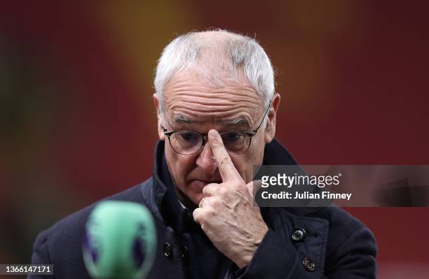 Manager of Watford Claudio Ranieri is interviewed after the Premier League match between Watford and Norwich City at Vicarage Road on January 21,...