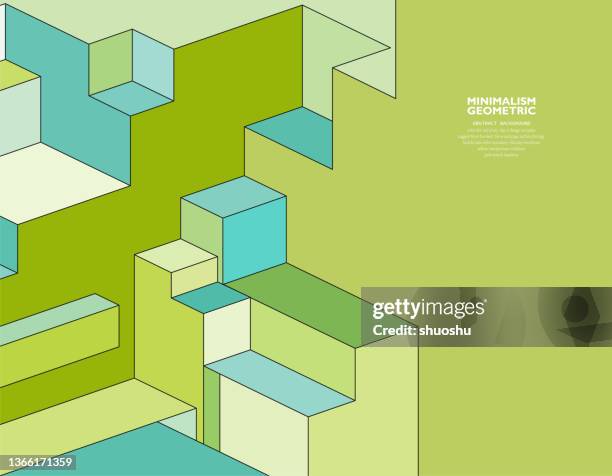 ilustraciones, imágenes clip art, dibujos animados e iconos de stock de abstracto colores perspectiva cubo minimalismo diseño geométrico fondo - cubo forma geométrica