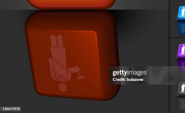 barbecue chef 3d button design - plastic fork stock illustrations