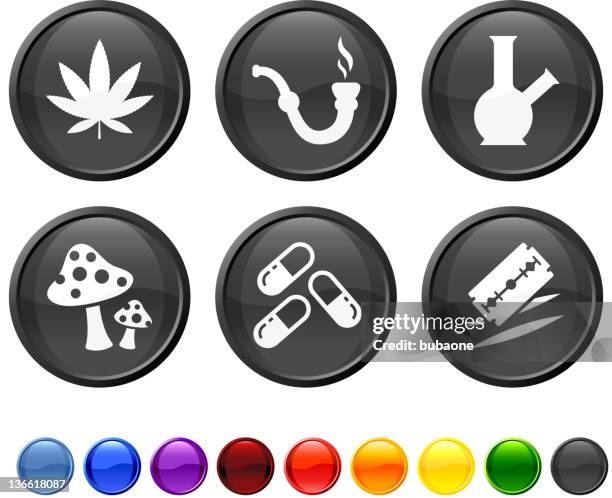 recreational drugs royalty free vector icon set - crack cocaine stock illustrations