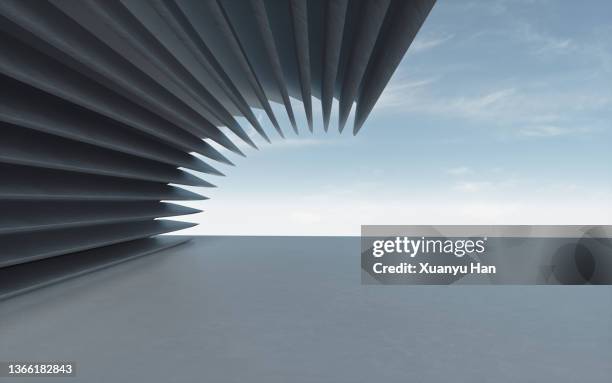 abstract concrete building background. 3d render - open day 3 fotografías e imágenes de stock