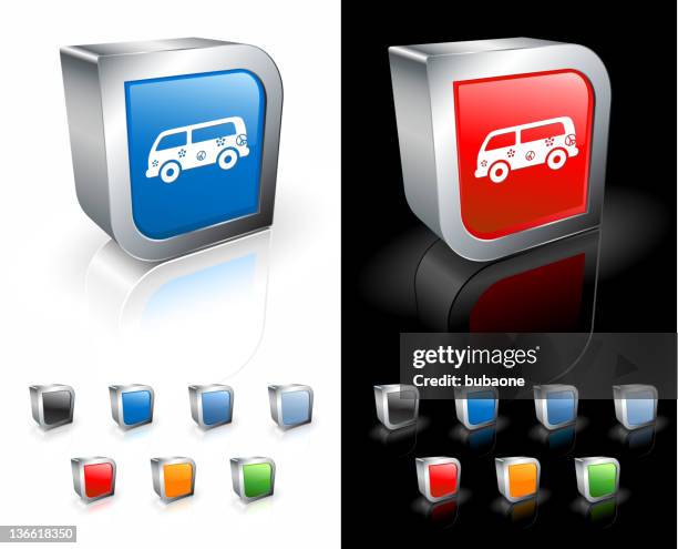 hippie van 3d royalty free vector art - van white background stock illustrations