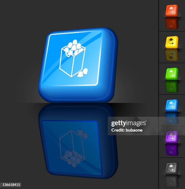popcorn 3d button design - popcorn bag stock illustrations