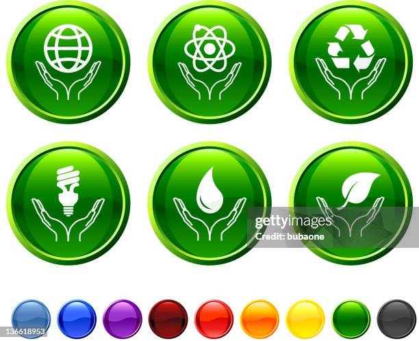 green power royalty free vector icon set - wireframe hand stock illustrations