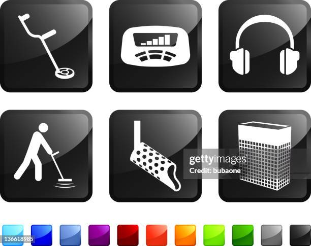 stockillustraties, clipart, cartoons en iconen met computer icon metal detection tools stickers that - schatzoeken