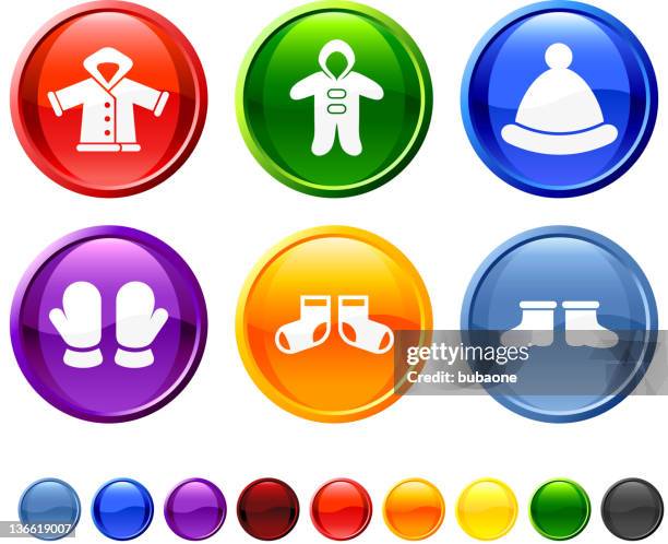 baby winter clothes icon set - socks isolated stock illustrations