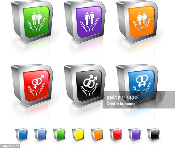 life protection 3d icon set - gay men holding hands stock illustrations