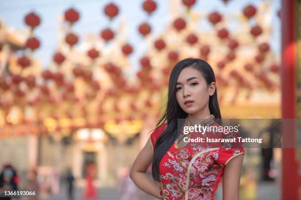 asia woman china or chinese girl - cheongsam red dress chinese style - the cheongsam stock pictures, royalty-free photos & images