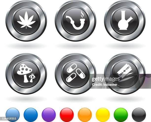 recreational drugs royalty free vector icon set - crack cocaine stock illustrations