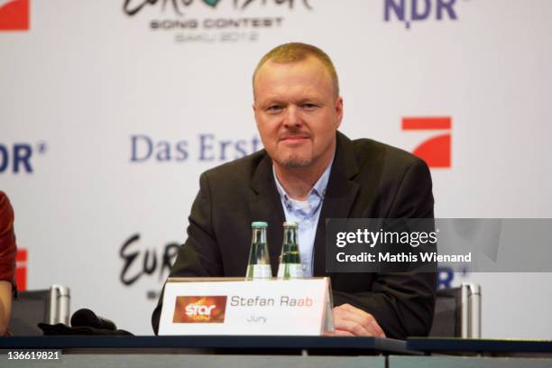 Stefan Raab attends the Press Conference of "Our Star For Baku" at Brainpool Studios on January 9, 2012 in Cologne, Germany.