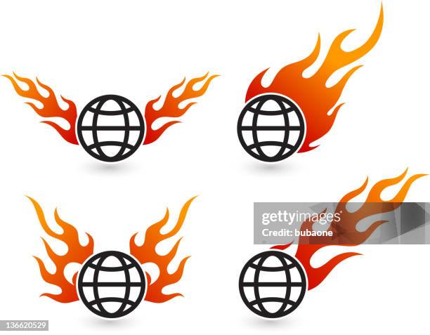 globe on fire - wireframe globe stock illustrations