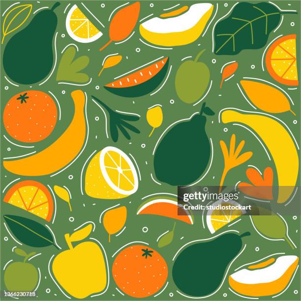 fruit seamless pattern - fruit-pattern stock illustrations