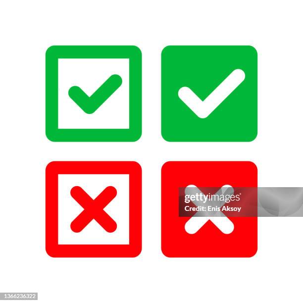 check and cross icons - red x stock illustrations