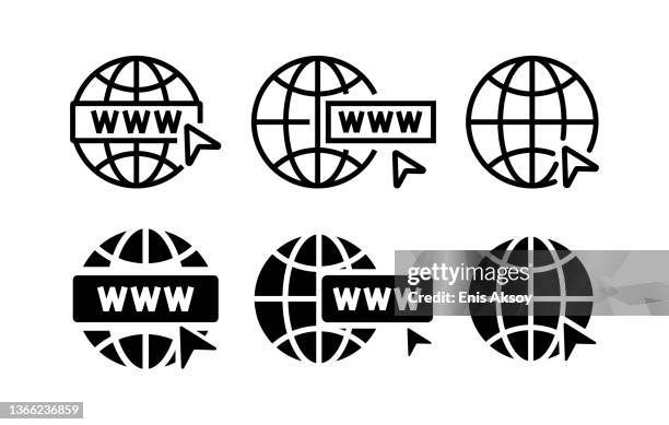 world wide web icons. globe icons. - www stock illustrations