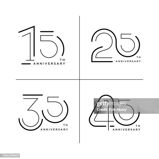 bildbanksillustrationer, clip art samt tecknat material och ikoner med anniversary logotype design - talet 35