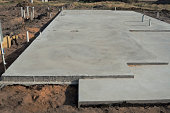 Slabs of concrete foundation for a building