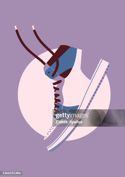 sneakers mid - basketball shoe stock illustrations