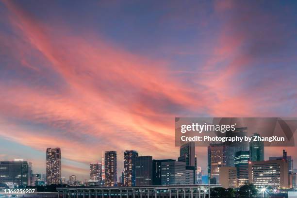 tokyo sunset,  japan. - chuo ward tokyo stock pictures, royalty-free photos & images