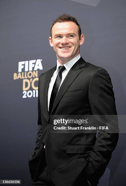 Wayne Rooney of England and Manchester United arrives at the FIFA Ballon d'Or Gala 2011 at the Kongresshaus on January 09, 2012 in Zurich,...