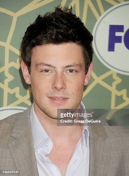 Actor Cory Monteith arrives at the 2012 FOX TCA All-Star Party at Castle Green on January 8, 2012 in Pasadena, California.