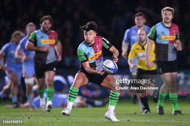 Marcus Smith of Harlequins in action during the Heineken Champions Cup match between Harlequins and Castres Olympique at The Stoop on January 21,...