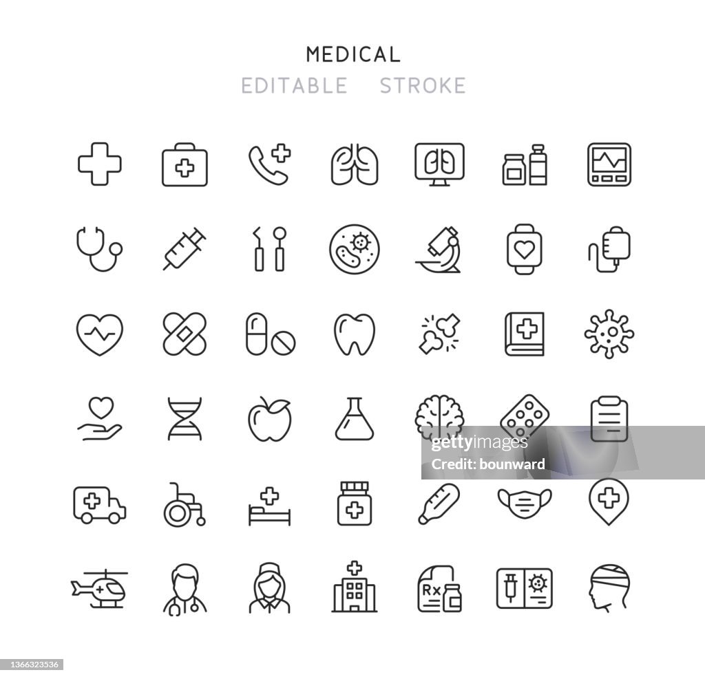 42 Collection Of Medical Line Icons Editable Stroke