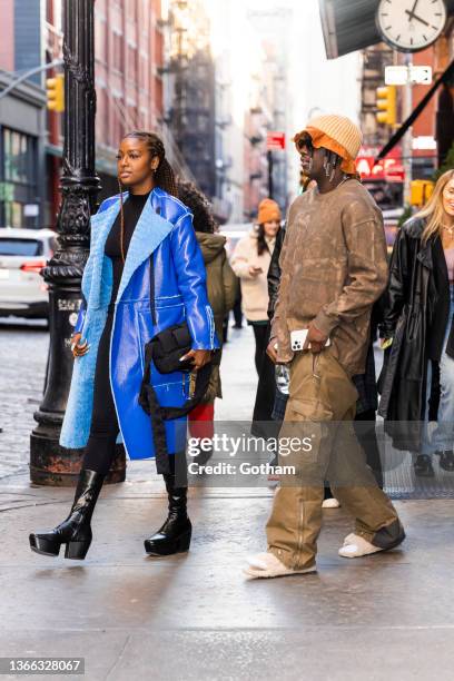 Justine Skye and Lil Yachty are seen in SoHo on January 22, 2022 in New York City.