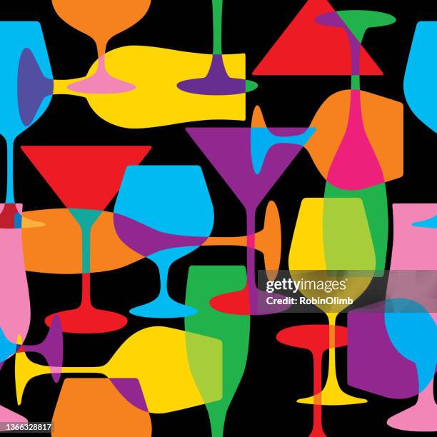abstract cocktail glasses seamless pattern - fabric swatch stock illustrations