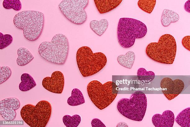 glitter heart papers - valentine card stock pictures, royalty-free photos & images