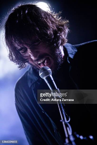 Spanish singer Candido Galvez of Viva Belgrado performs on stage at Inverfest Festival at Sala Mon on January 22, 2022 in Madrid, Spain.