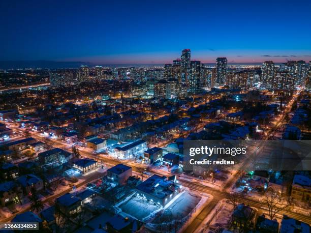 north york  skyline in winter. toronto canada - toronto night stock pictures, royalty-free photos & images