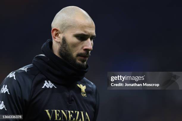 Niki Maenpaa of Venezia FC during the Serie A match between FC Internazionale and Venezia FC at Stadio Giuseppe Meazza on January 22, 2022 in Milan,...
