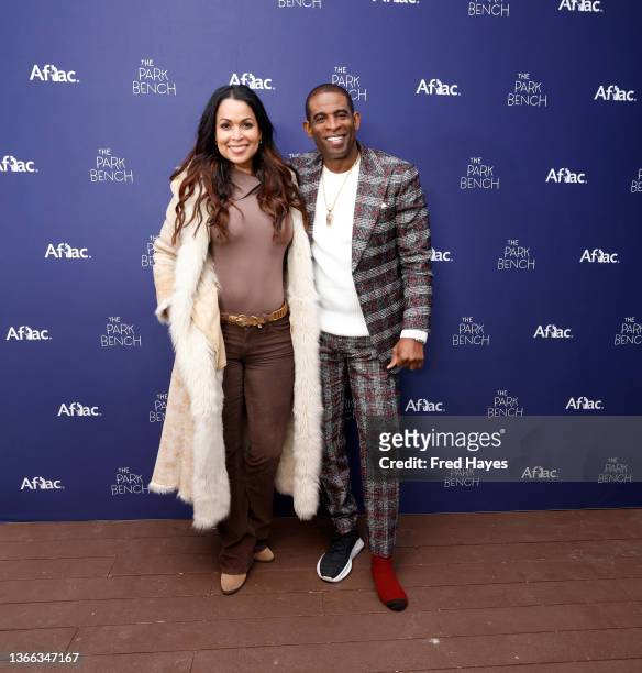 Tracey Edmonds and Deion Sanders attend Aflac’s “The Park Bench” Twitch Premiere event at The St. Regis Deer Valley on January 22 in Park City, Utah....