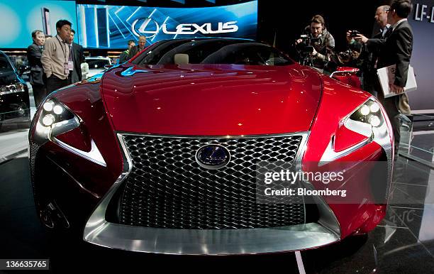 The Toyota Motor Corp. Lexus LF-LC concept car is displayed at the 2012 North American International Auto Show in Detroit, Michigan, U.S., on Monday,...