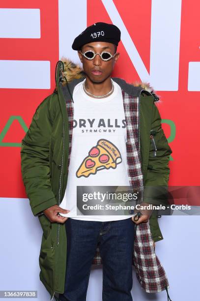 Pharrell Williams attends the Kenzo Fall/Winter 2022/2023 show as part of Paris Fashion Week on January 23, 2022 in Paris, France.