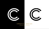 Modern abstract letter C, CC logo design. Minimal C, CC initial based icon vector