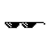 Pixel art glasses. Black Glasses of Thug Life. isolated on white background vector illustration