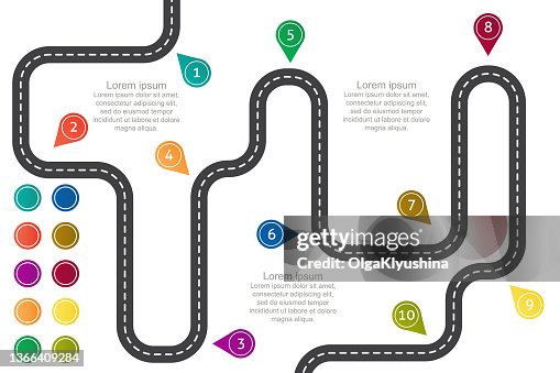 Roadway With Pin Road Junction Map Infographic Element Vector ...