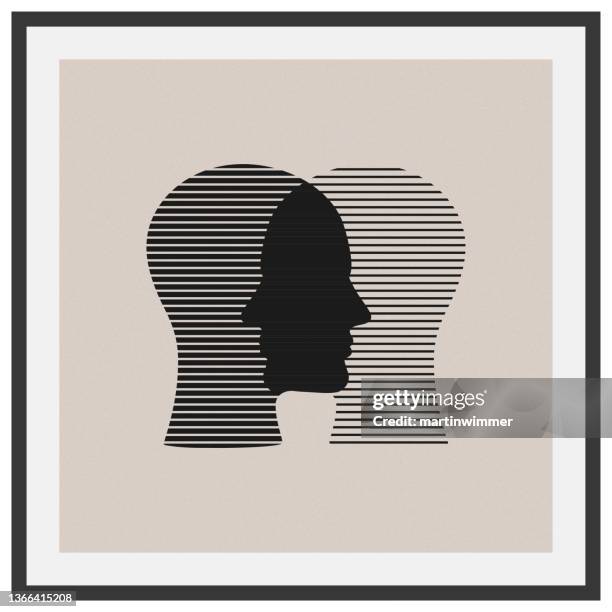 head of emotions concept - two men in silhouette stock illustrations