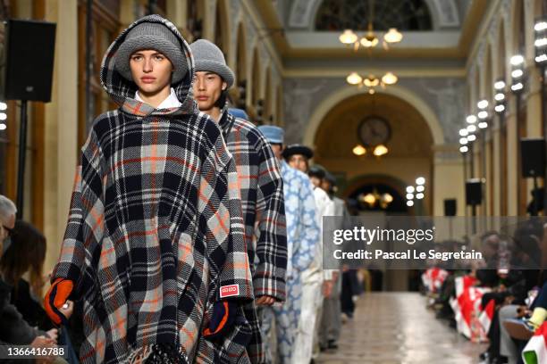 Models walk the runway during the Kenzo Menswear Fall/Winter 2022-2023 show as part of Paris Fashion Week on January 23, 2022 in Paris, France.