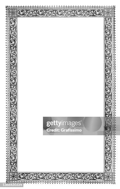 stockillustraties, clipart, cartoons en iconen met art nouveau frame design element for decoration drawing 1896 - gravure gefabriceerd object